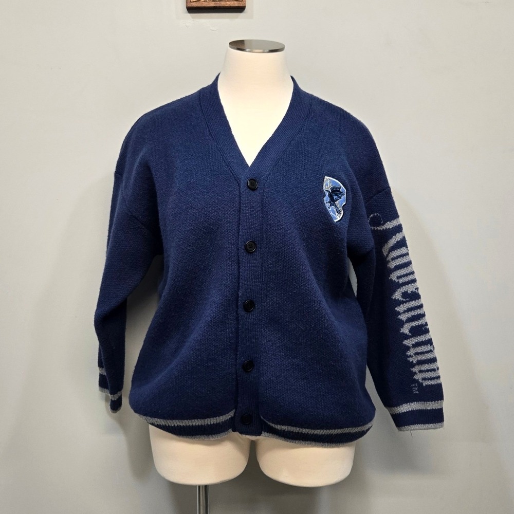 Harry Potter Ravenclaw Varsity Cardigan Sweater Plus Size 4XL Spellout Academia